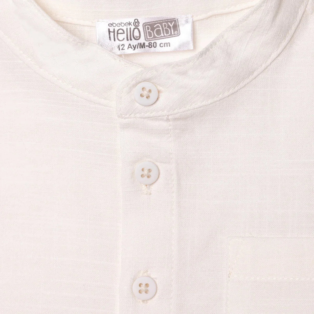 HelloBaby Boys Shirt & Shorts Set Buttoned Smart Line Mandarin Collar Above the Knee Short Sleeve - White