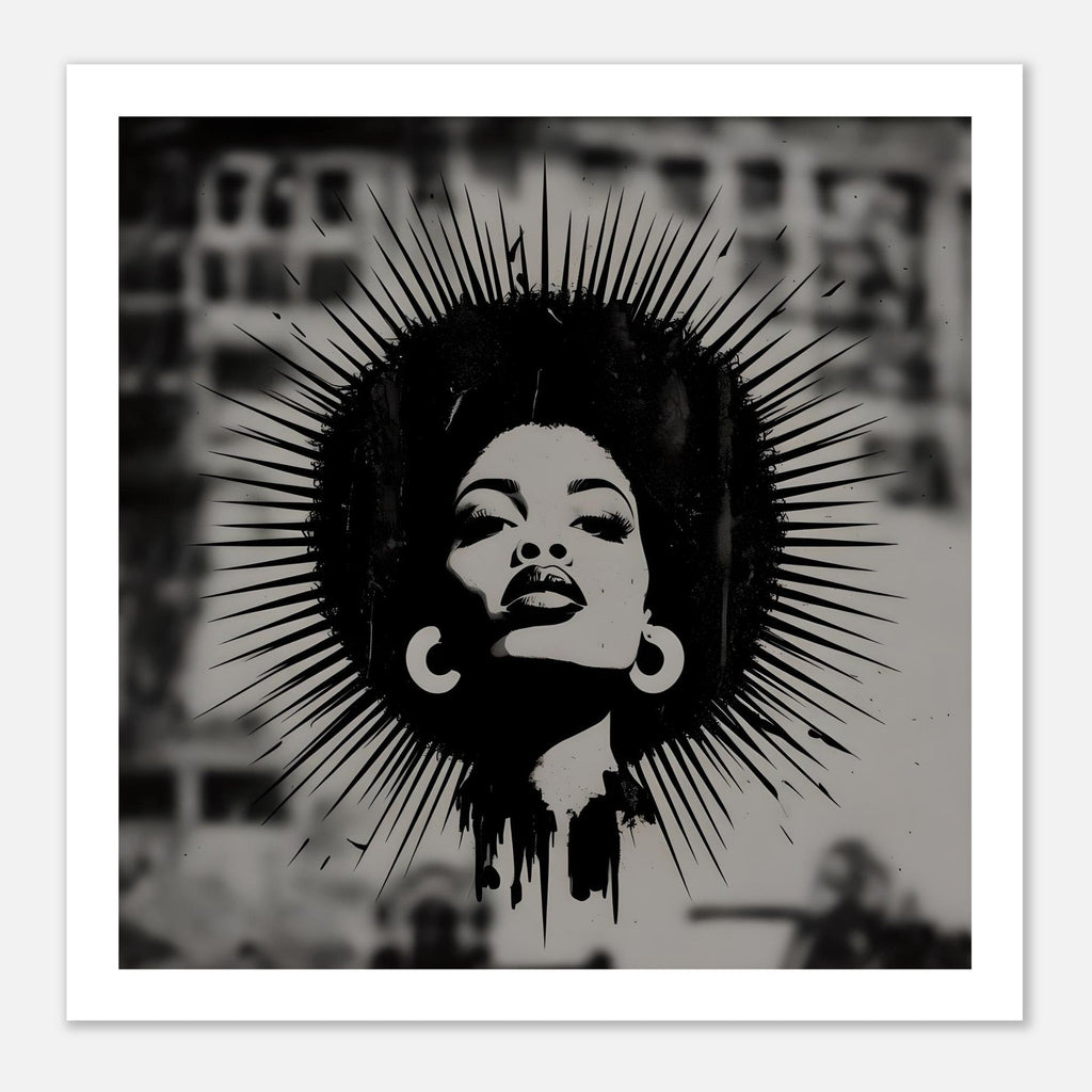 Afro Woman Silhouette Art Print – Grayscale Modern Wall Poster | Bold Feminine Decor