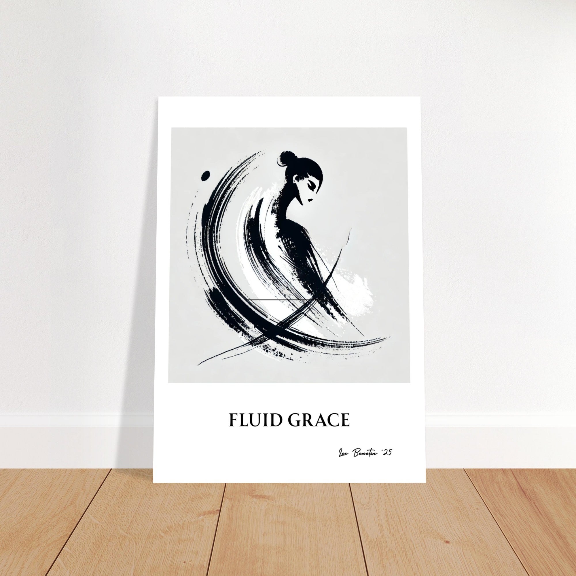 Minimalist Ink Brush Wall Art Print – Modern Abstract Black and White Poster, Japandi Decor, Contemporary Neutral Artwork