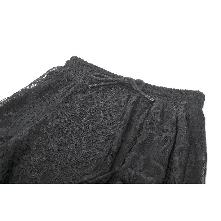 Dark in Love Vintage Gothic Lace Layered Maxi Skirt - Black Victorian