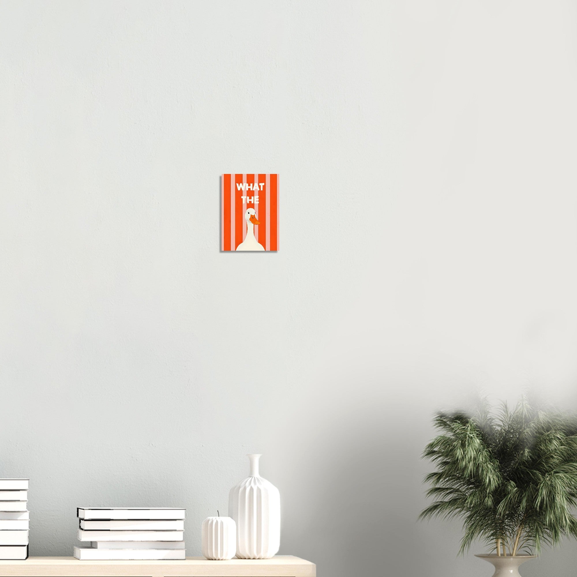 What The Duck: Funny Minimalist Animal Poster - Bold Stripes & Whimsical Design