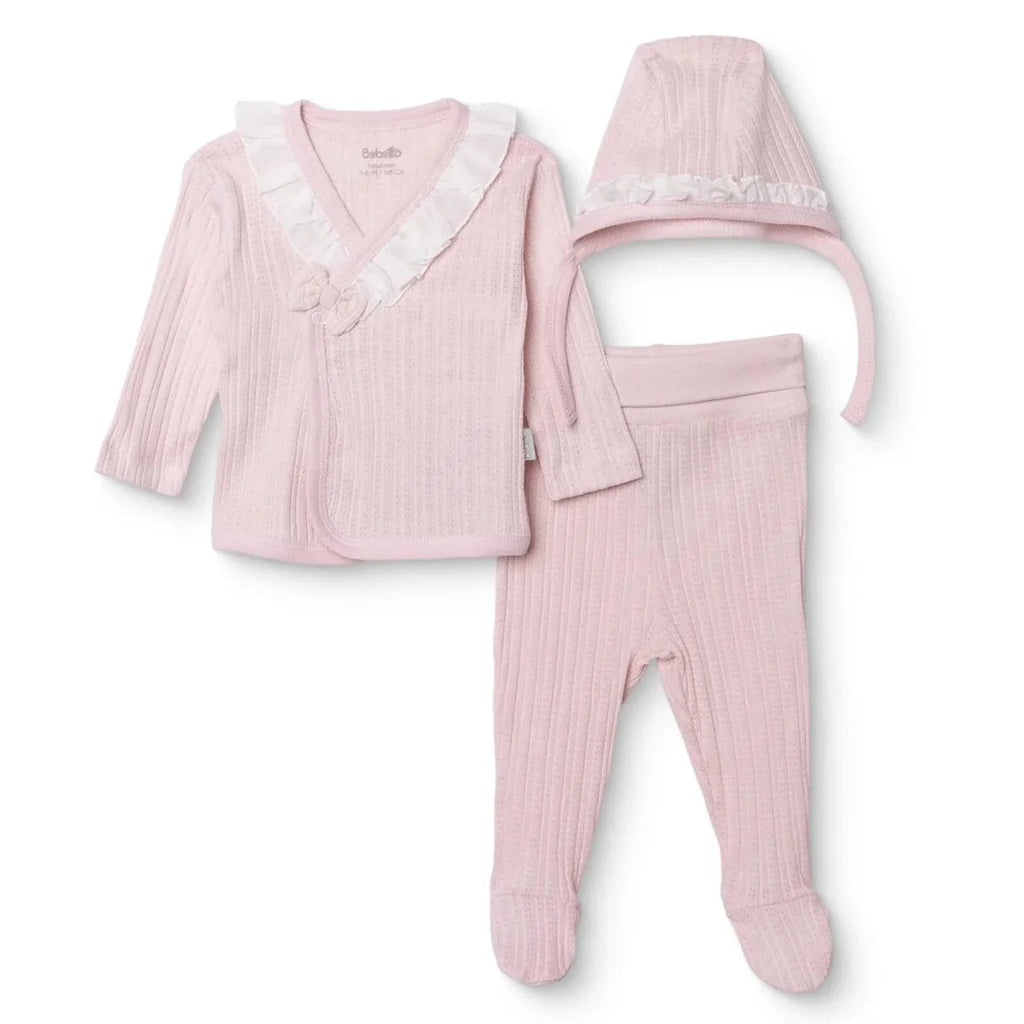 Bebetto Girls Vest Hat & Footed Bottom Set Long - Pink