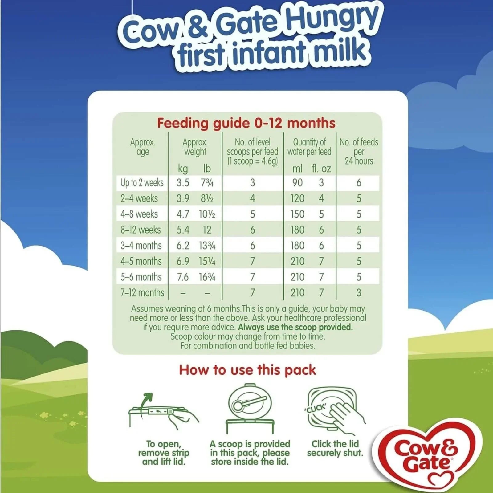 Cow & Gate 1 Hungry Baby Milk Formula 0-6 months 800g