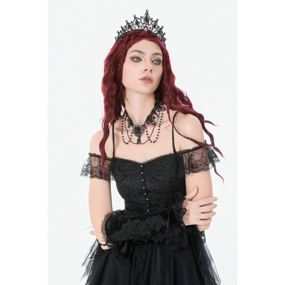 Dark In Love Adelina Gothic Choker – Black Lace & Filigree Necklace