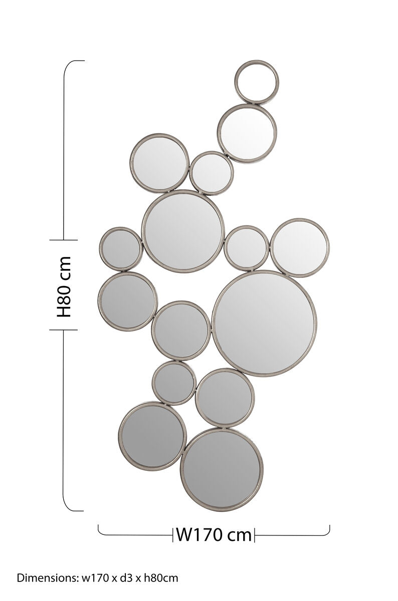 Orsina Zariah Large Silver Multi Circle Wall Mirror | Sculptural Art