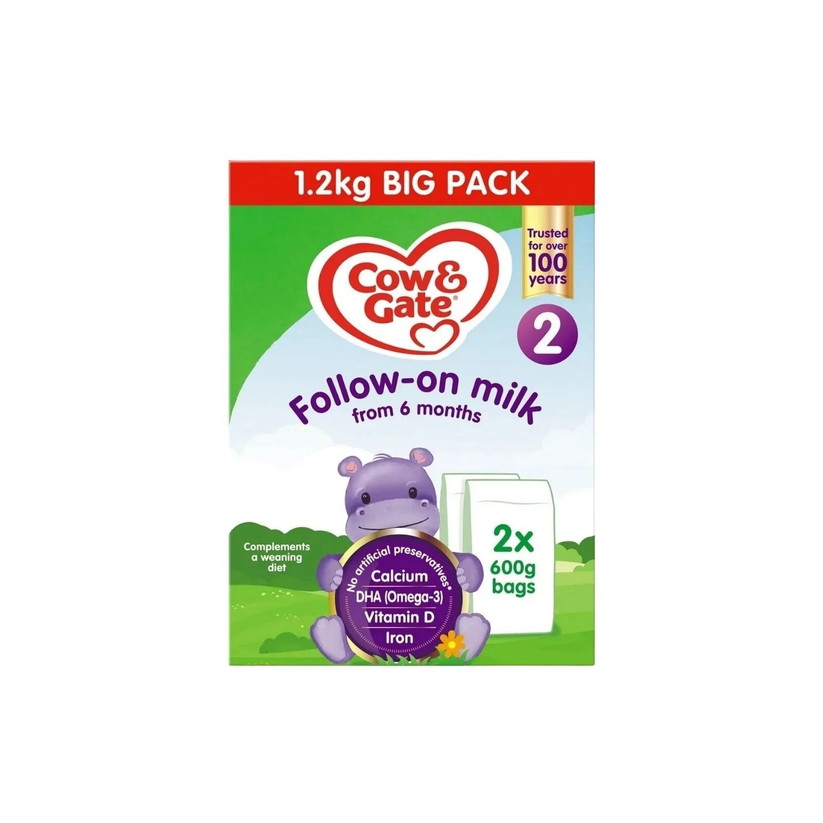 Cow & Gate 2 Follow On Milk Formula 6-12 months 1.2kg (2x600g)