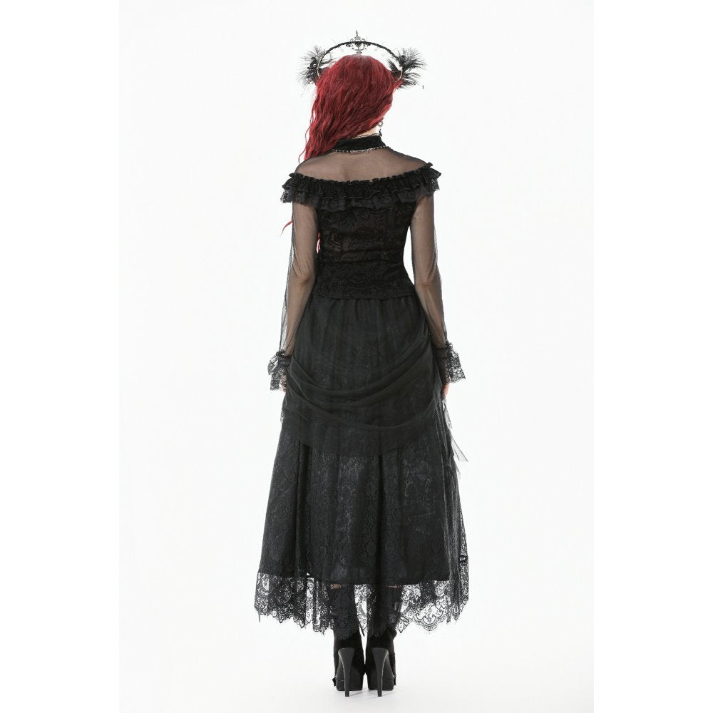 Dark In Love Seraphina Gothic Tulle Maxi Skirt – Black Lace Victorian