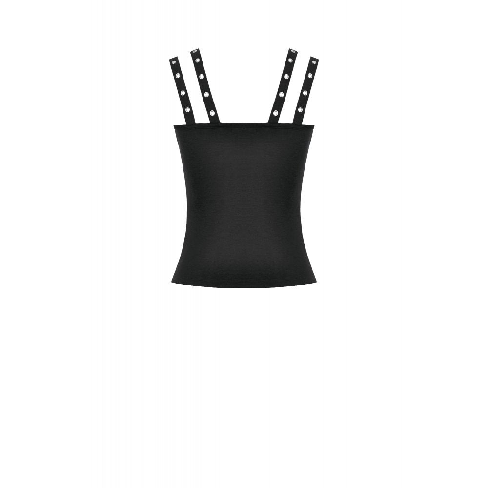 Dark in Love Punk Lace-Up Corset Top – Cotton Mesh Vest with Eyelets