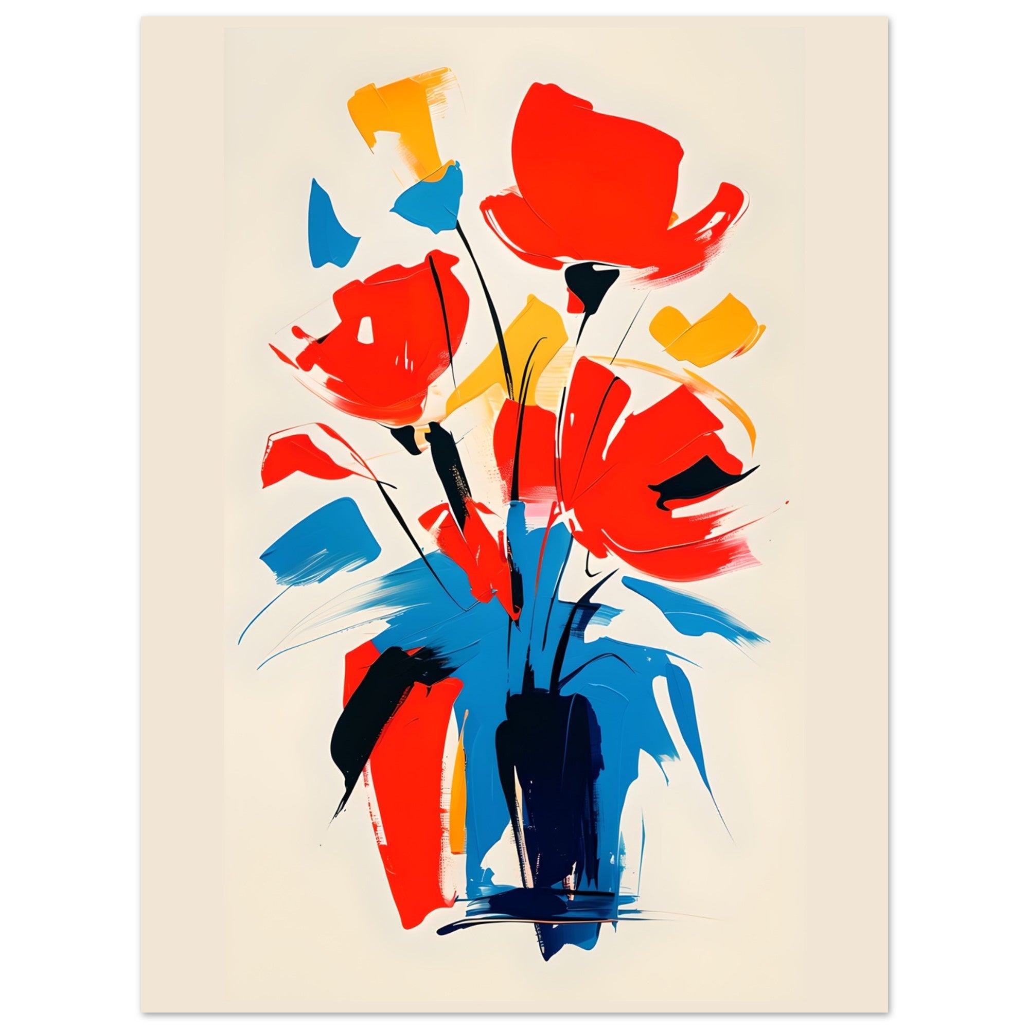 Vibrant Abstract Floral Poster - Colorful Flower Wall Art Print for Home Décor