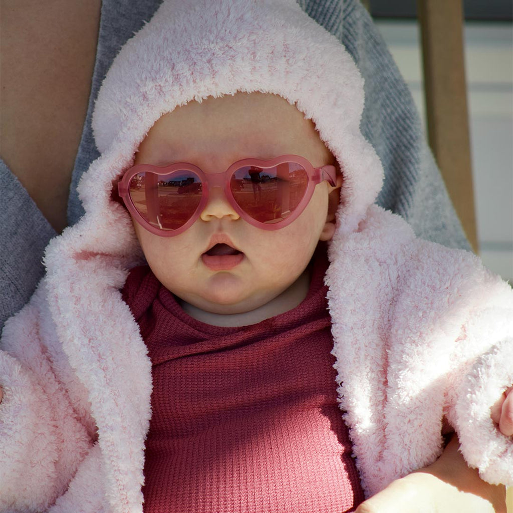 Babiators Kids Heart Sunglasses – Mirrored UV Protection in Fuchsia Haze