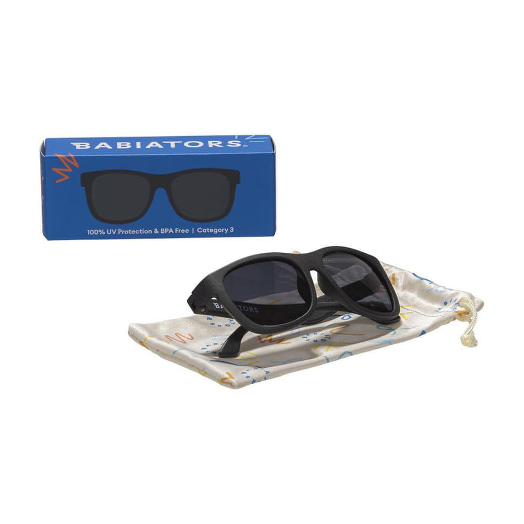 Babiators Kids Navigator Sunglasses | Jet Black Flexible Rubber Frames