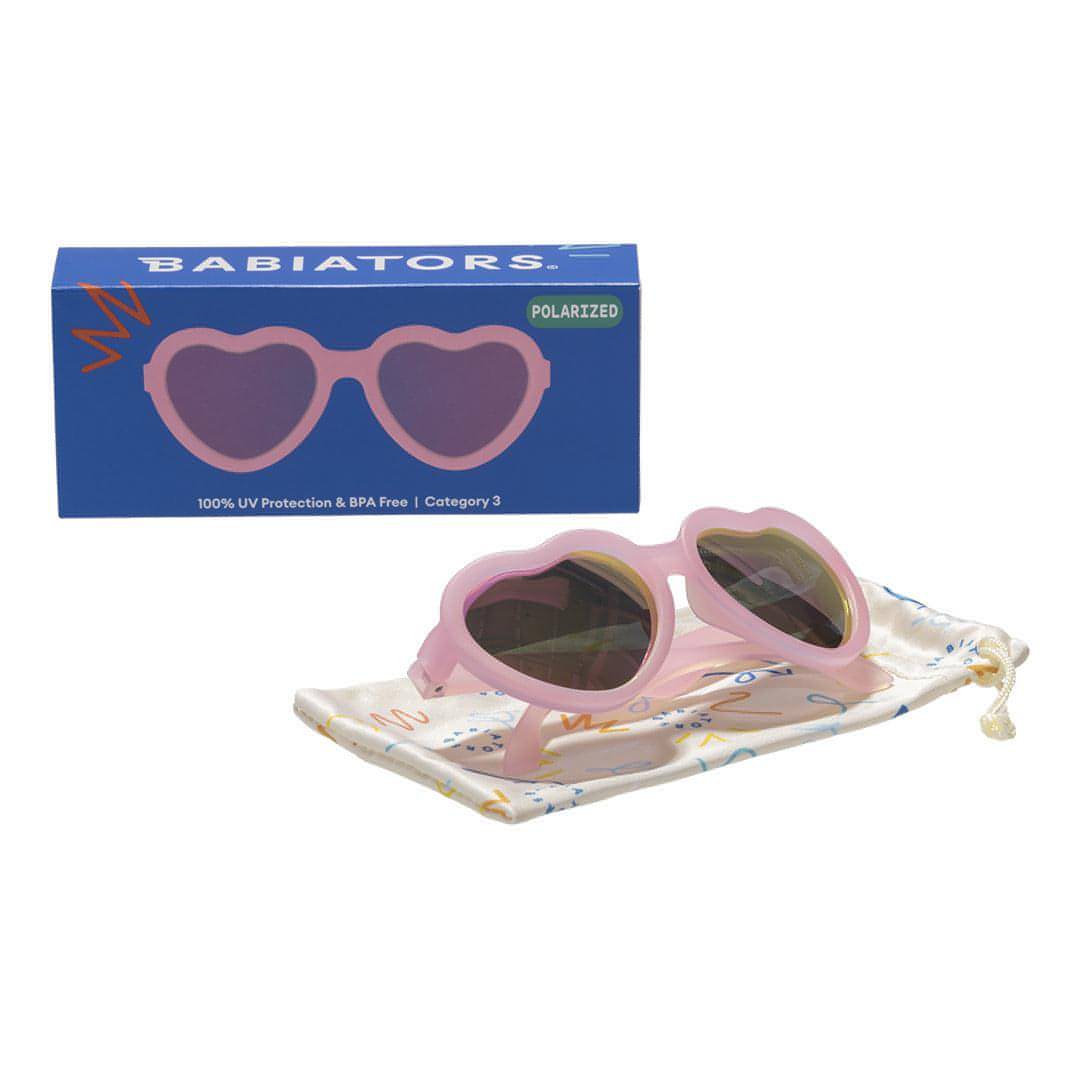 Babiators Polarised Heart Sunglasses for Kids – Frosted Pink UV Protection