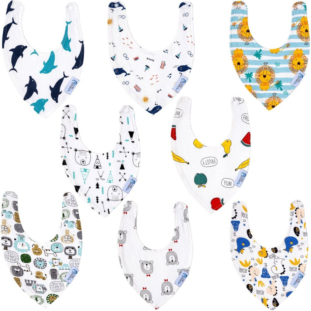 For Your Little One Baby Bandana Dribble Bibs – 8 Pack Cotton Boys