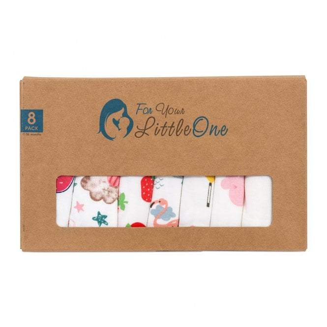 For Your Little One Baby Bandana Dribble Bibs - 8 Pack Cotton Girls