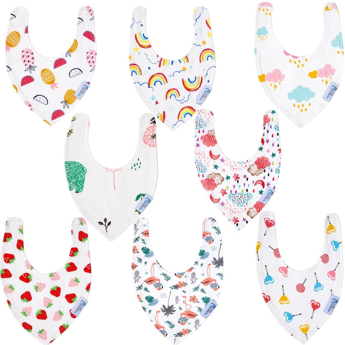 For Your Little One Baby Bandana Dribble Bibs - 8 Pack Cotton Girls