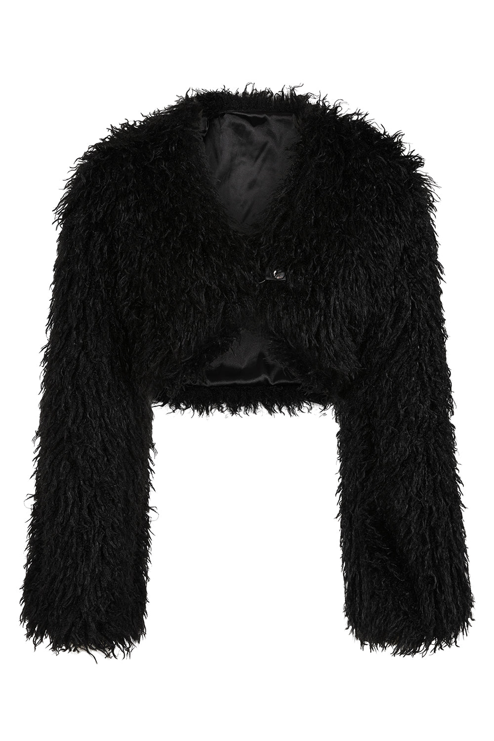Banned Zafira Black Faux Fur Cropped Jacket – Gothic Shaggy Coat