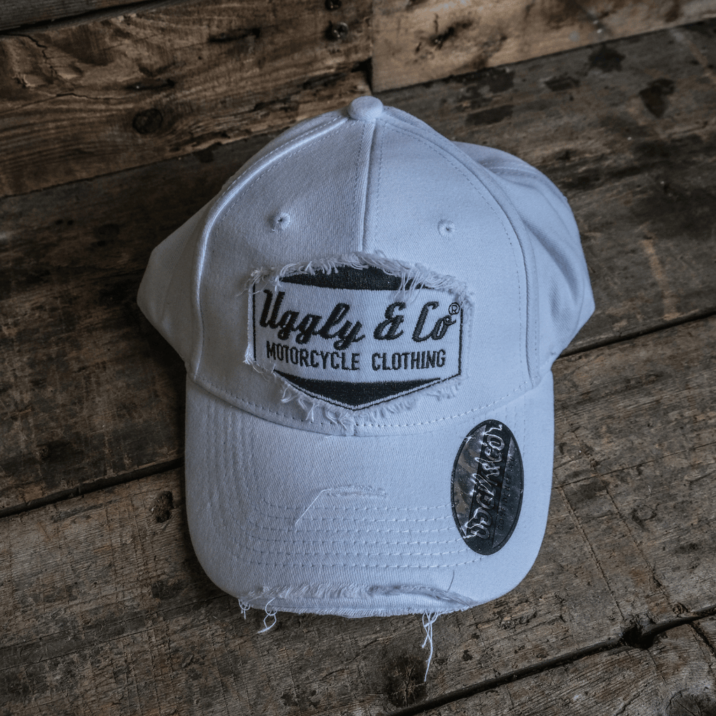 Uggly and Co White Diamond Vintage Cap – Acid Wash Distressed Hat