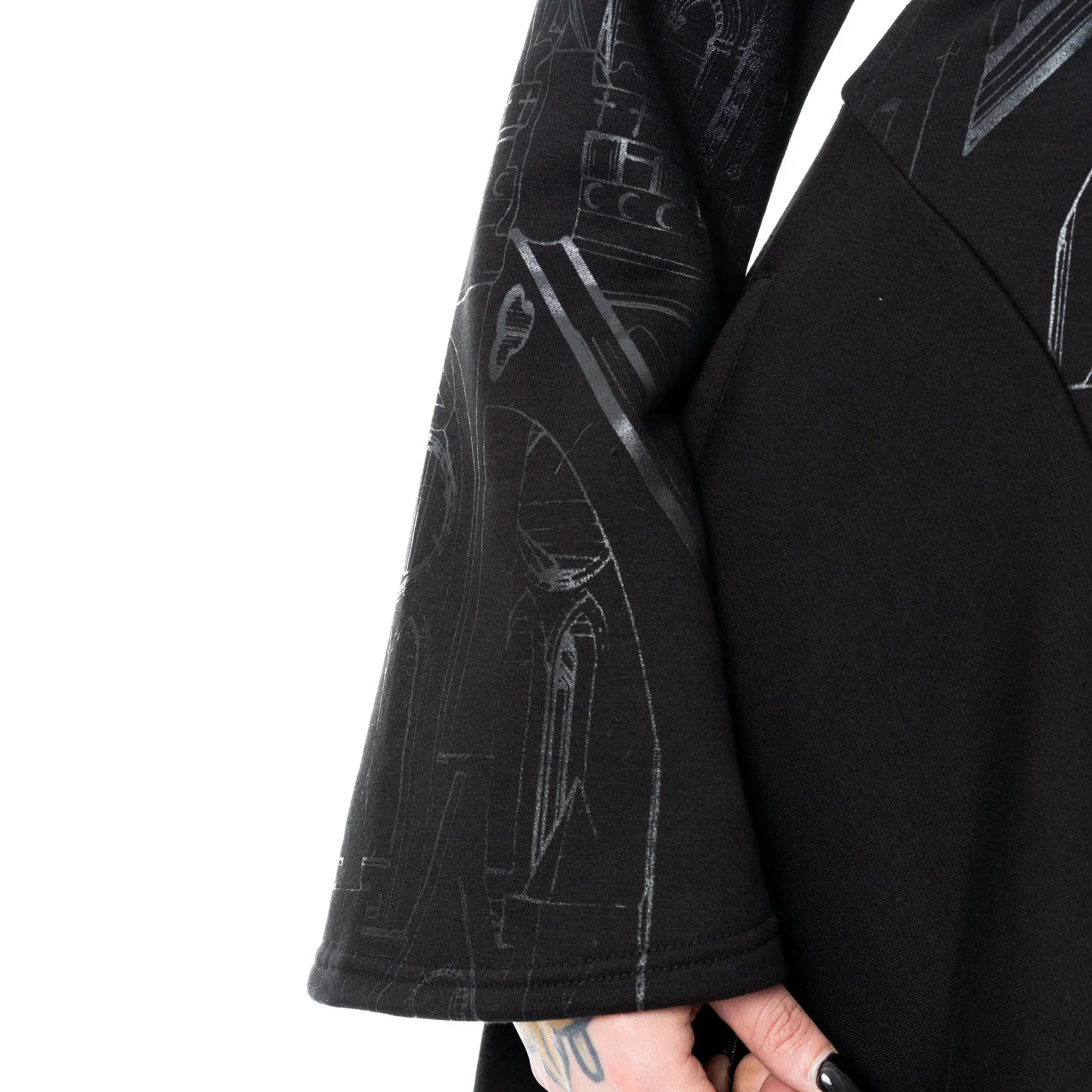 Vixxen Basilica Gothic Cathedral Print Asymmetric Zip Up Hoodie