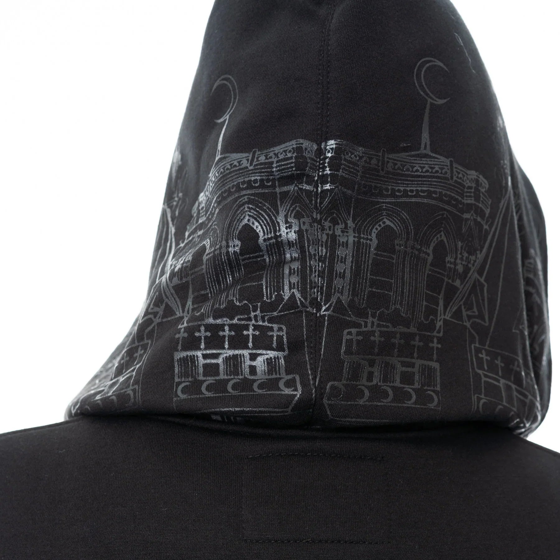 Vixxen Basilica Gothic Cathedral Print Asymmetric Zip Up Hoodie