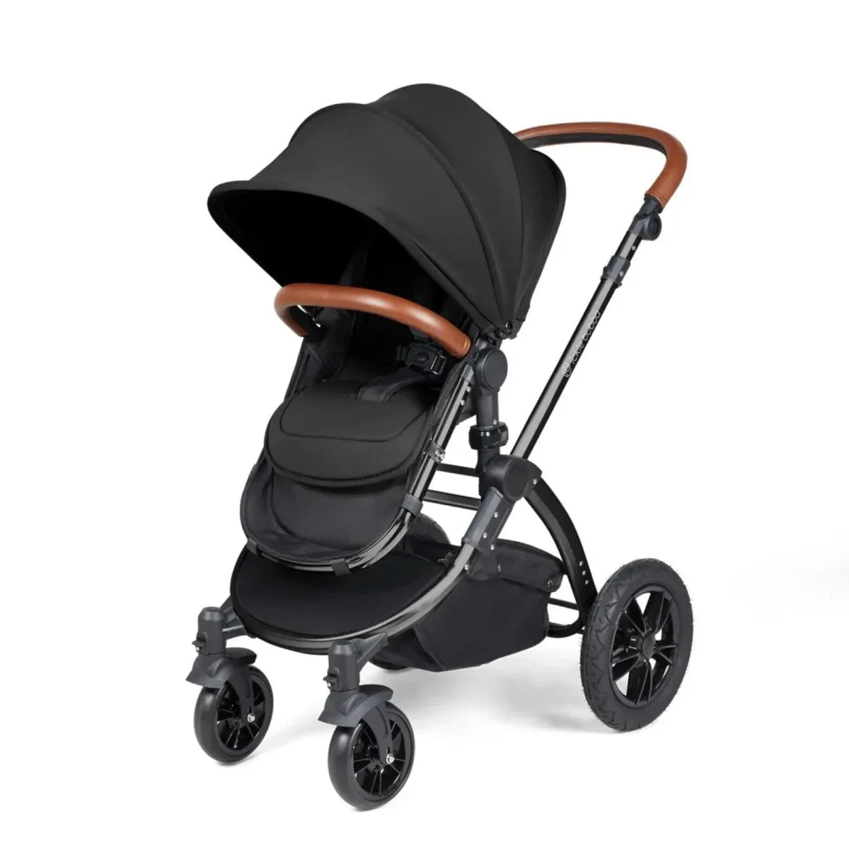 Ickle Bubba Stomp Luxe Travel System with i-Size Stratus Car Seat & ISOFIX Base 12 pcs - Black & Midnight & Tan