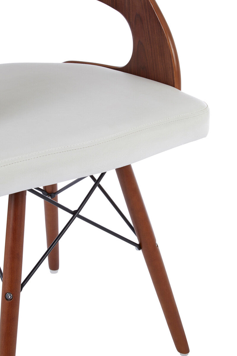 Orsina Parker White Leather Effect Dining Chair with Curved Back