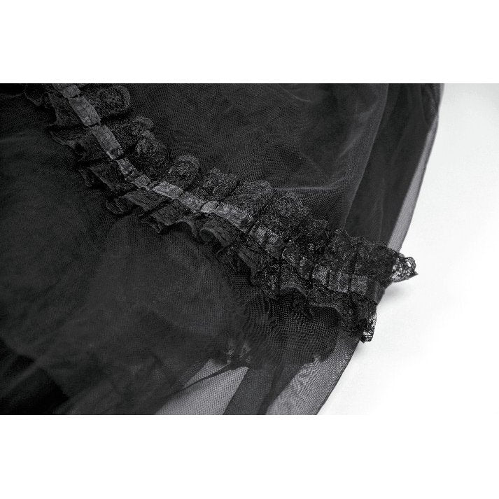 Dark in Love Gothic Black Sheer Mesh Tailed Petticoat Skirt