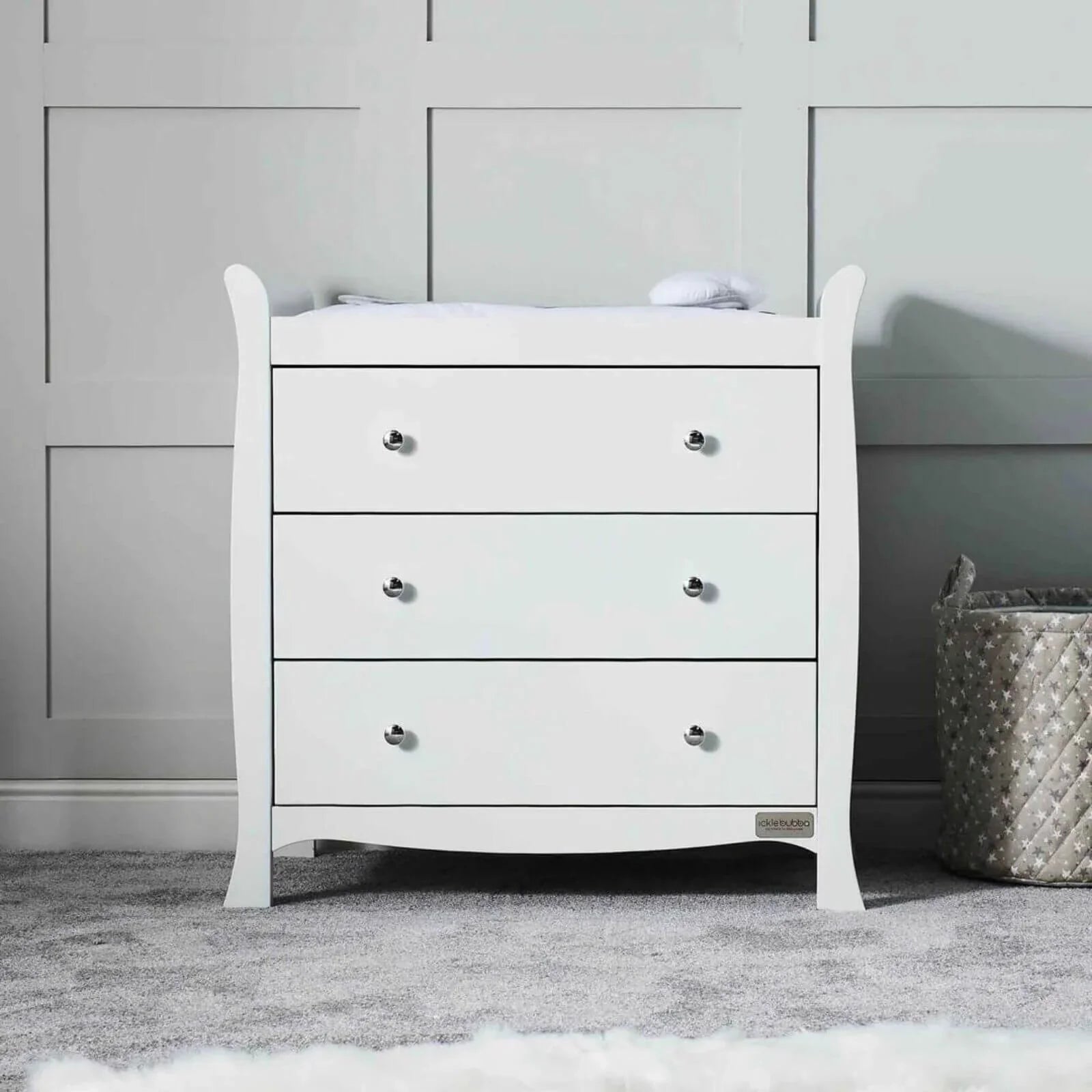 Ickle Bubba Snowdon 4 in 1 Mini 2 Piece Furniture Set White - Premium Sprung Mattress