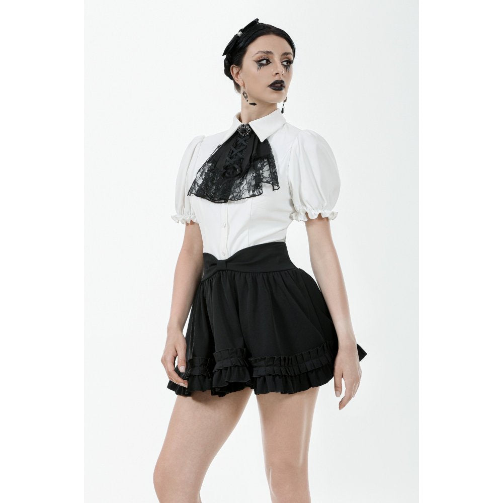 Dark in Love Black Ruffled Mini Skirt – High-Waisted Lolita Style