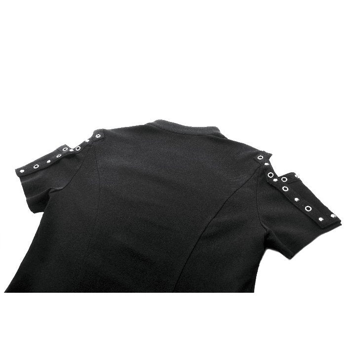 Dark in Love Seraphine Black Lace Off-Shoulder Goth Top with Cross