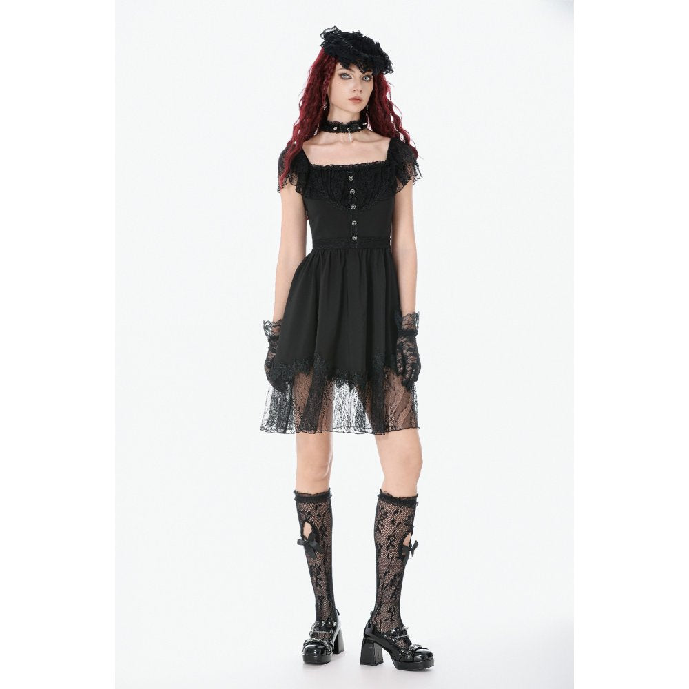 Dark in Love Black Gothic Lolita Dress – Lace Bow Sweet Style