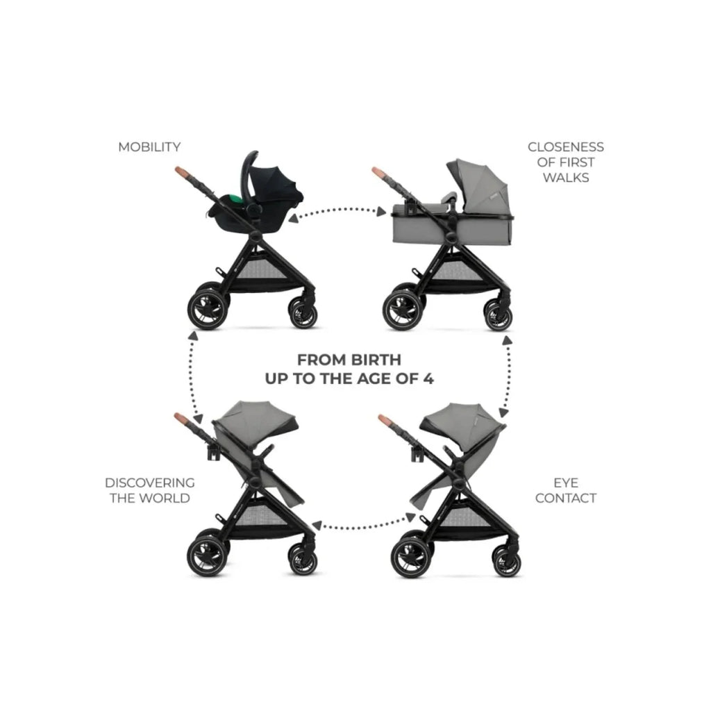 Kinderkraft Esme Pro 3-in-1 Travel System with Mink Pro Car Seat - Moonlight Grey