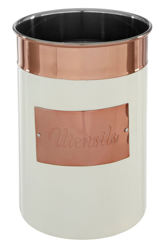 Orsina Prescott Utensil Holder – Cream and Copper Stainless Steel