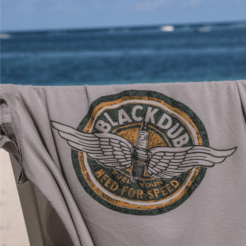 Uggly and Co Black Dub Circle Wings Cotton Graphic Tee – Stone