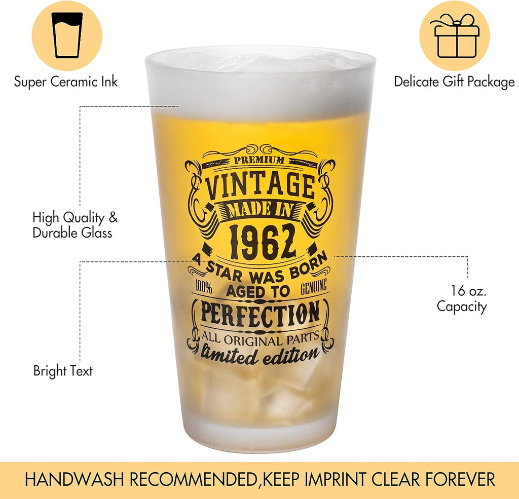 Massive Discounts 16oz Pint Beer Glass Set – Vintage 1962 1992 2pcs