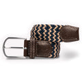 Swole Panda Recycled Woven Belt – Beige & Blue Zigzag Elasticated