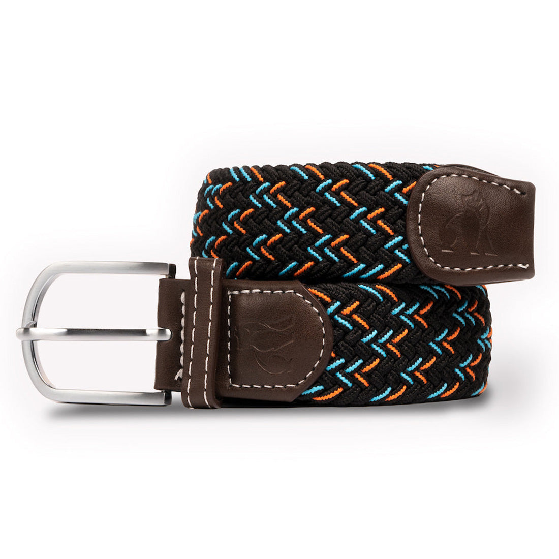 Swole Panda Recycled Woven Belt – Black, Orange & Blue Dot Elastic