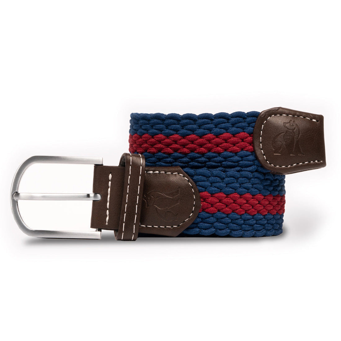 Swole Panda Recycled Woven Belt – Blue & Burgundy Stripe Elasticated