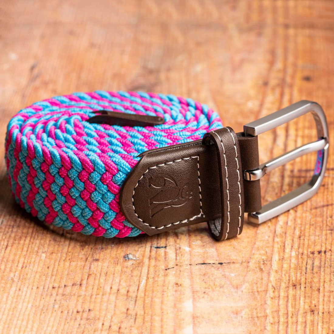 Swole Panda Blue & Pink Zigzag Recycled Woven Belt – Sustainable Elastic
