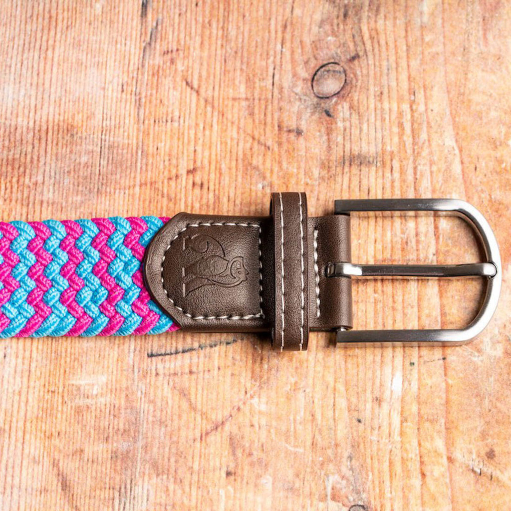 Swole Panda Blue & Pink Zigzag Recycled Woven Belt – Sustainable Elastic
