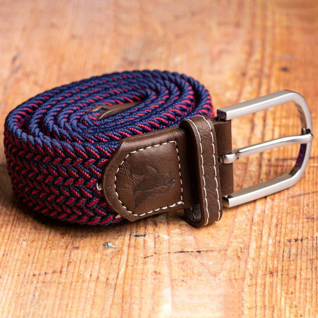 Swole Panda Recycled Woven Belt – Blue & Red Fine Weave Elasticated