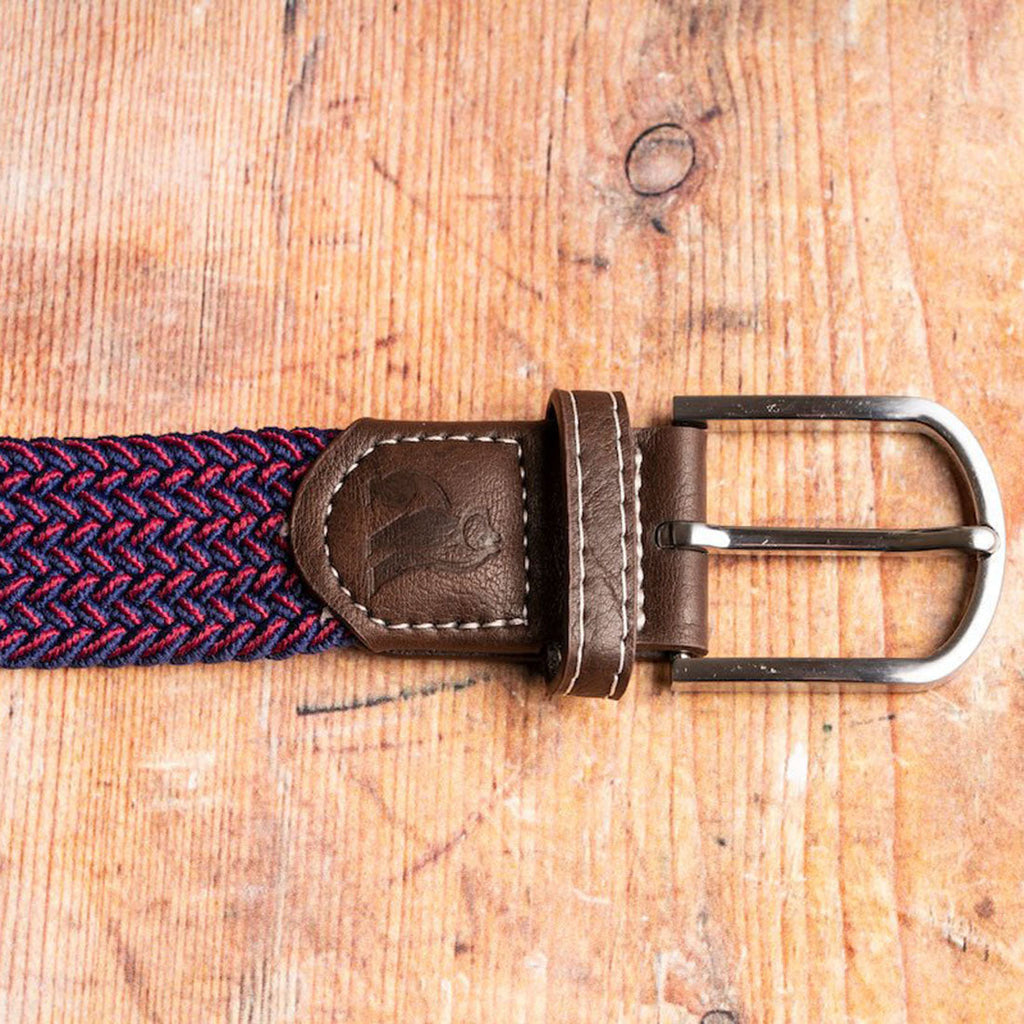 Swole Panda Recycled Woven Belt – Blue & Red Fine Weave Elasticated