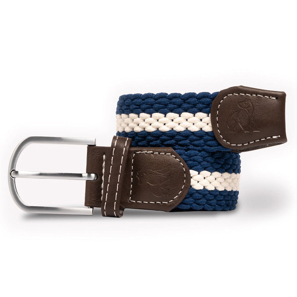 Swole Panda Recycled Woven Belt – Blue & White Stripe Elasticated