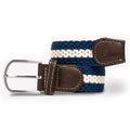 Swole Panda Recycled Woven Belt – Blue & White Stripe Elasticated