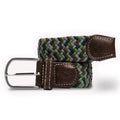 Swole Panda Recycled Woven Belt – Green & Blue Zigzag Elasticated