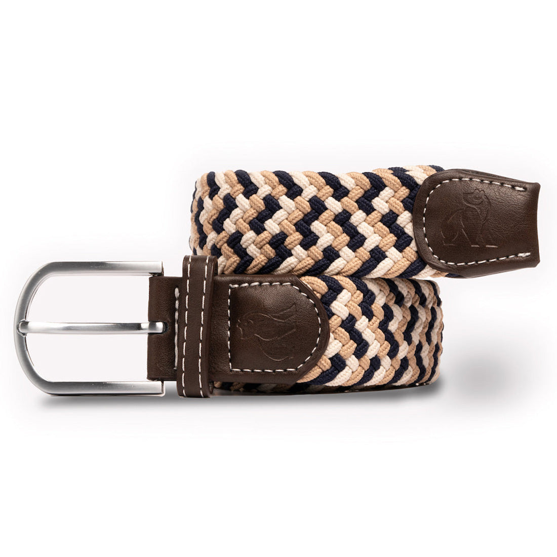 Swole Panda Recycled Woven Belt – Navy & Beige Zigzag Elasticated