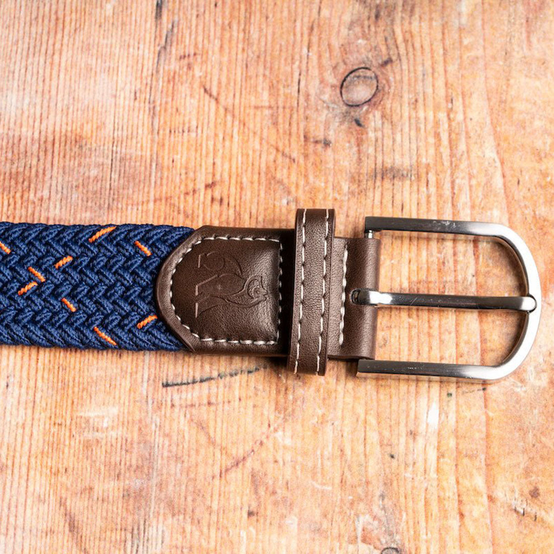 Swole Panda Recycled Woven Belt – Navy & Orange Dot Elasticated