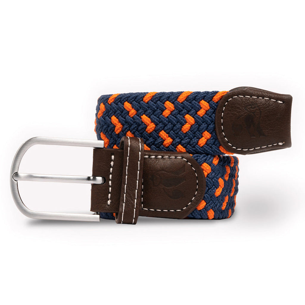 Swole Panda Recycled Woven Belt – Navy & Orange Spot Elasticated