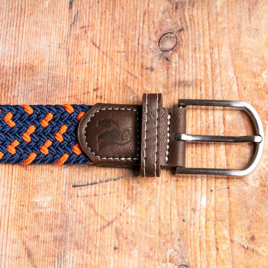 Swole Panda Recycled Woven Belt – Navy & Orange Spot Elasticated