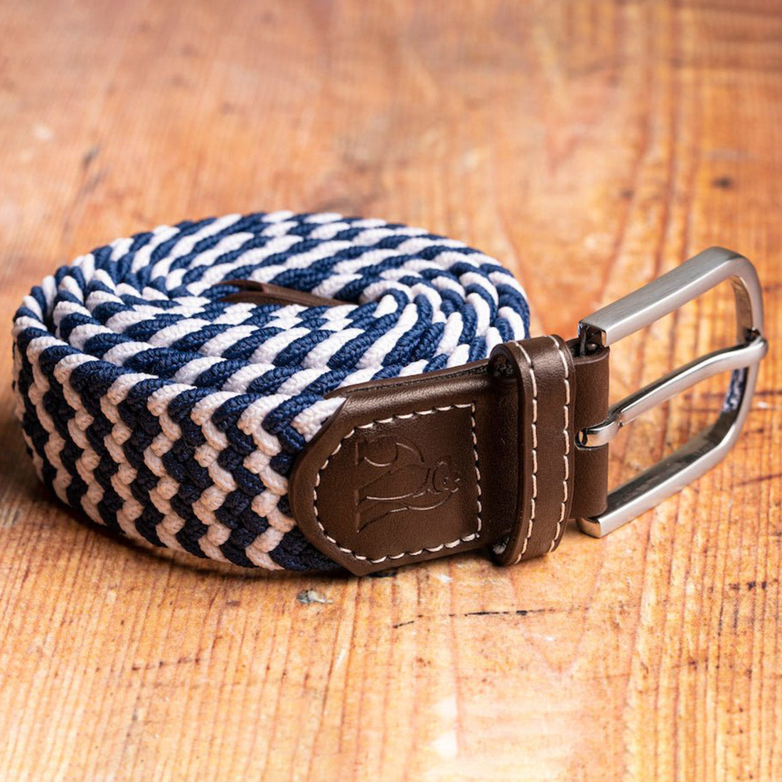 Swole Panda Recycled Woven Belt – Navy & White Zigzag Elasticated