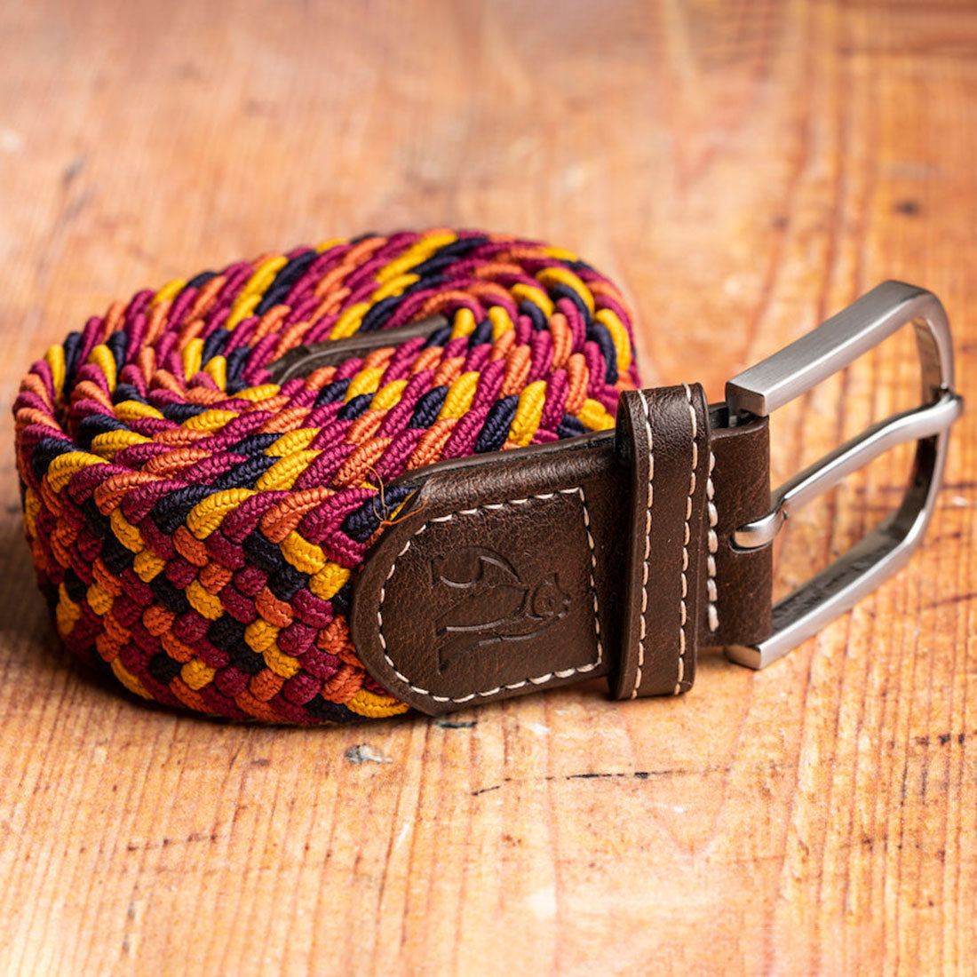 Swole Panda Recycled Woven Belt – Orange & Yellow Zigzag Elastic